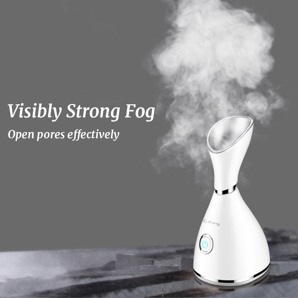 Facial Steamer Personal Vaporizer Touch Switch Warm Cold Mist for Moisturizing Home Humidifier Portable Home Skin Spa Steamers Ideal Gift White