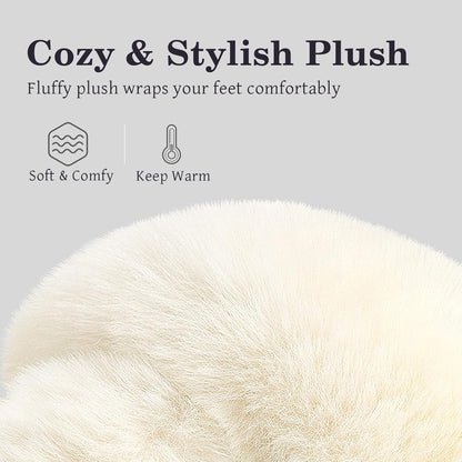 Womens Cross Band Slippers Cozy Furry Fuzzy House Slippers Open Toe Fluffy Indoor Shoes Outdoor Slip on Warm Breathable Anti-Skid Sole