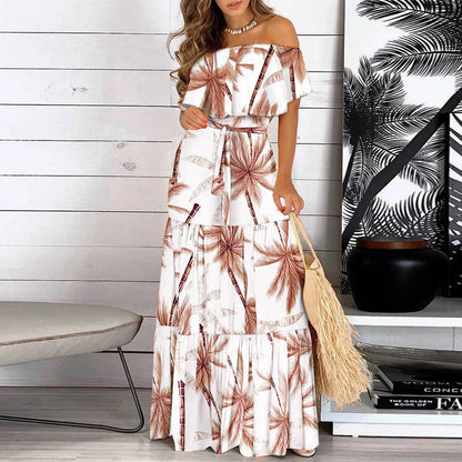 Bohemian Summer Leopard Print Maxi Dress Elegant