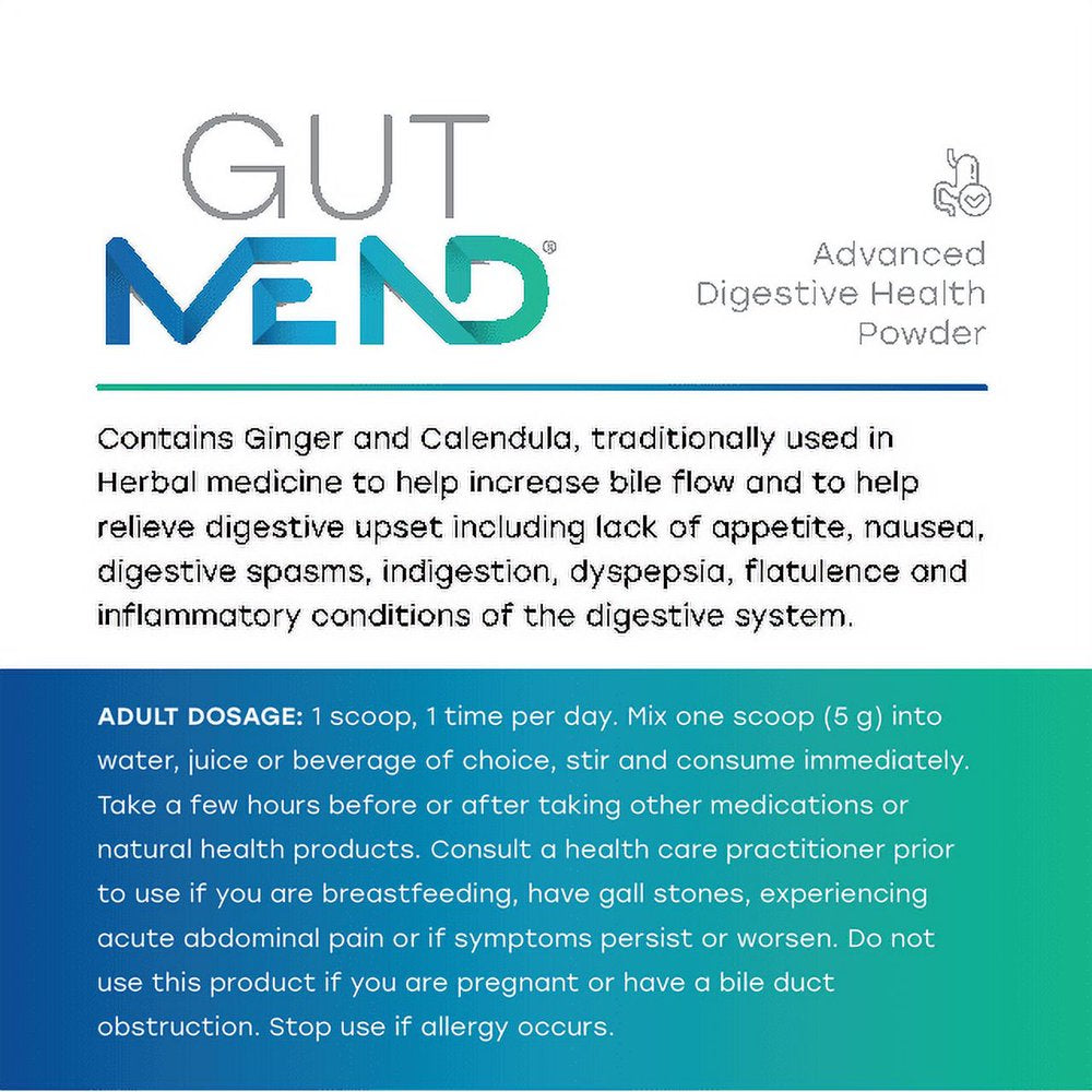 Gutmend® I Probiotic-Free Digestive Health Powder with Ginger, Glutamine, Marshmallow Root and Quercetin - Relieves Leaky Gut, Inflammation, Bloating & Nausea (150 G Powder)