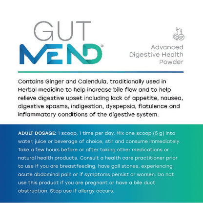 Gutmend® I Probiotic-Free Digestive Health Powder with Ginger, Glutamine, Marshmallow Root and Quercetin - Relieves Leaky Gut, Inflammation, Bloating & Nausea (150 G Powder)