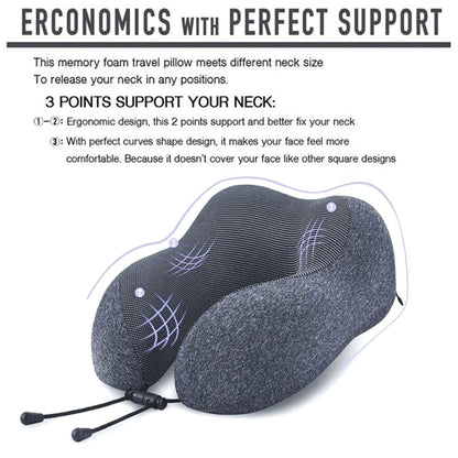 Travel Pillow, Memory Foam Neck Pillow, Upgrade Design Perfect Support U Shaped Pillow with 3D Contoured Eye Mask, Earplugs, Travel Bag