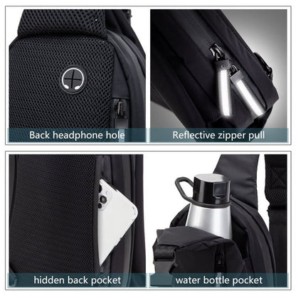 Crossbody Bag for Men Black Sling Bag anti Theft Waterproof Shoulder Backpack for Outdoor Hiking