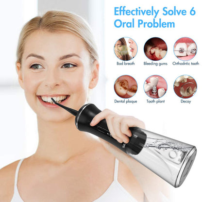 Cordless Water Flosser Dental Teeth Cleaner, Portable 350ML Tank DIY Mode Rechargeable Dental Oral Irrigator for Home and Travel, 5 Modes Irrigate, 7 Jet Tips