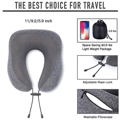 Travel Pillow, Memory Foam Neck Pillow, Upgrade Design Perfect Support U Shaped Pillow with 3D Contoured Eye Mask, Earplugs, Travel Bag